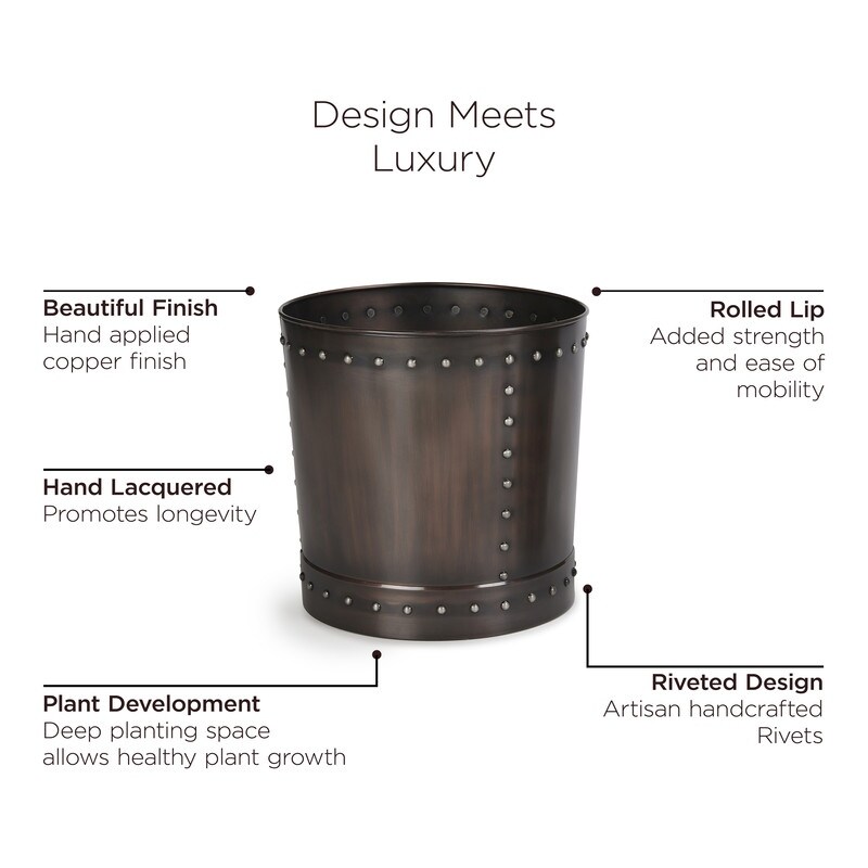 Unique Large Riveted Bronze Planter Set of 2 for Outdoor or Indoor Use  Garden  Deck  and Patio