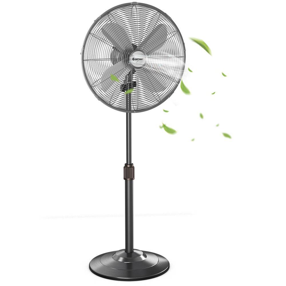 Costway 48.5 in. Metal Oscillating Adjustable-Height Pedestal Fan 3-Speed GHM0250SL