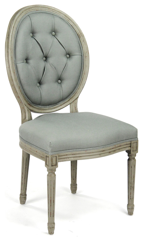 Medallion Side Chair  Sea Foam Green Linen   French Country   Dining Chairs   by Zentique  Inc.  Houzz