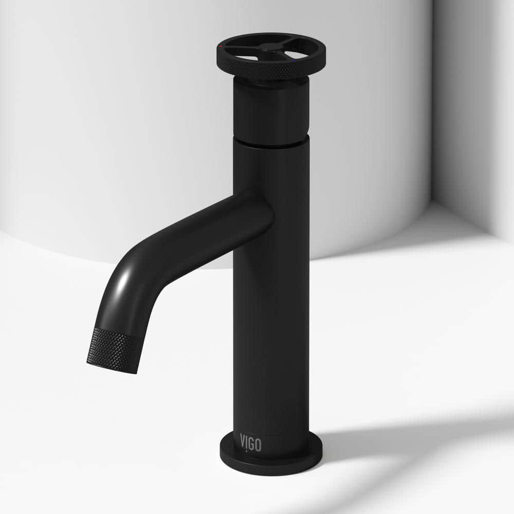 VIGO Cass Single Handle SingleHole Bathroom Faucet in Matte Black