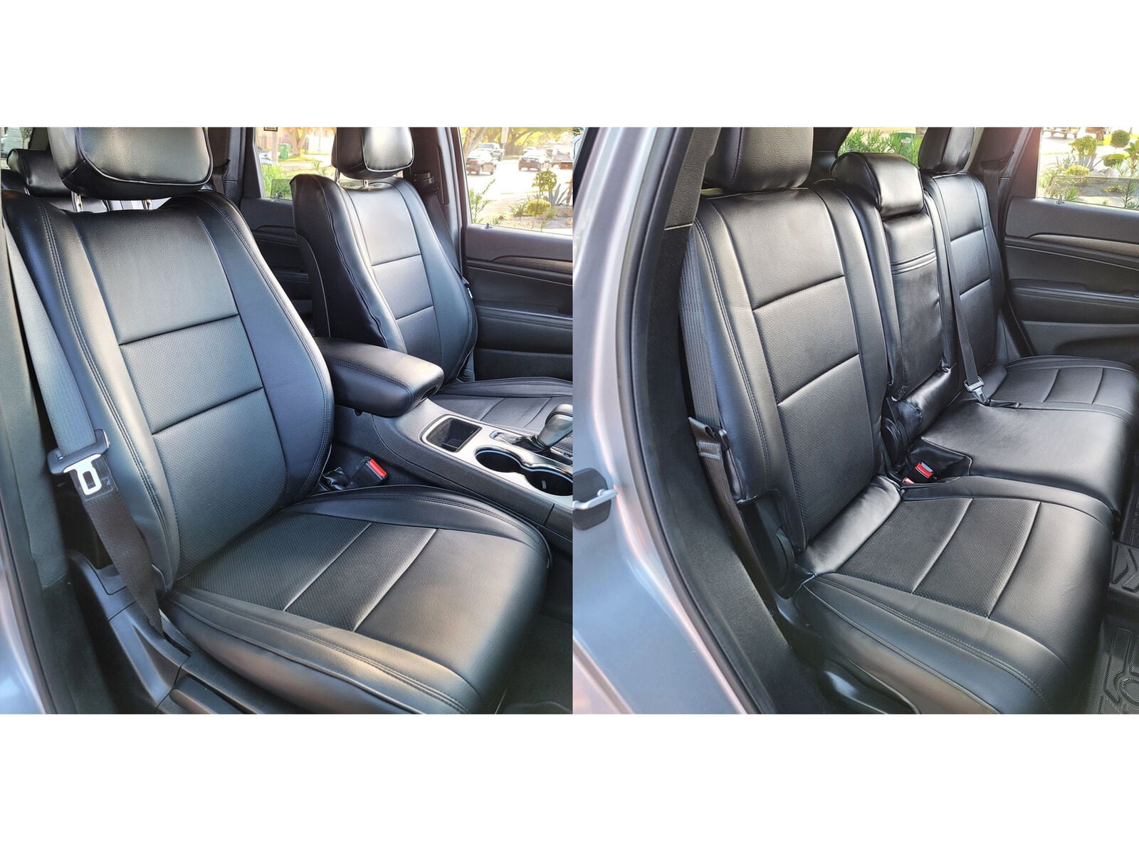 Kojem Faux Leather Seat Cover Sets Compatible with 2011-2019 Jeep Grand Cherokee Front and Rear Car Seat Protectors Black 12 13 14 15 16 17 18