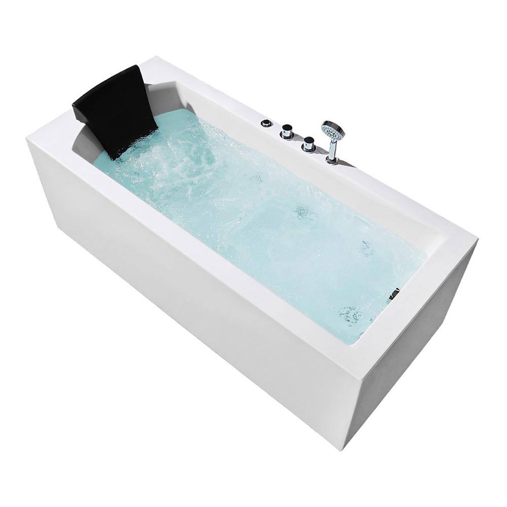 Ariel Platinum 71 in. Acrylic Right Drain Rectangular Alcove Whirlpool Bathtub in White PW1547032RW1