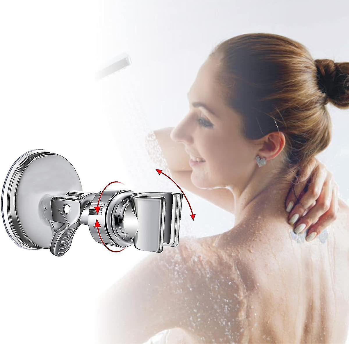 Adjustable Shower Head Holder Removable Suction Cup Shower Head Bracket No Drill Shower Head Bracket Chrome Polished