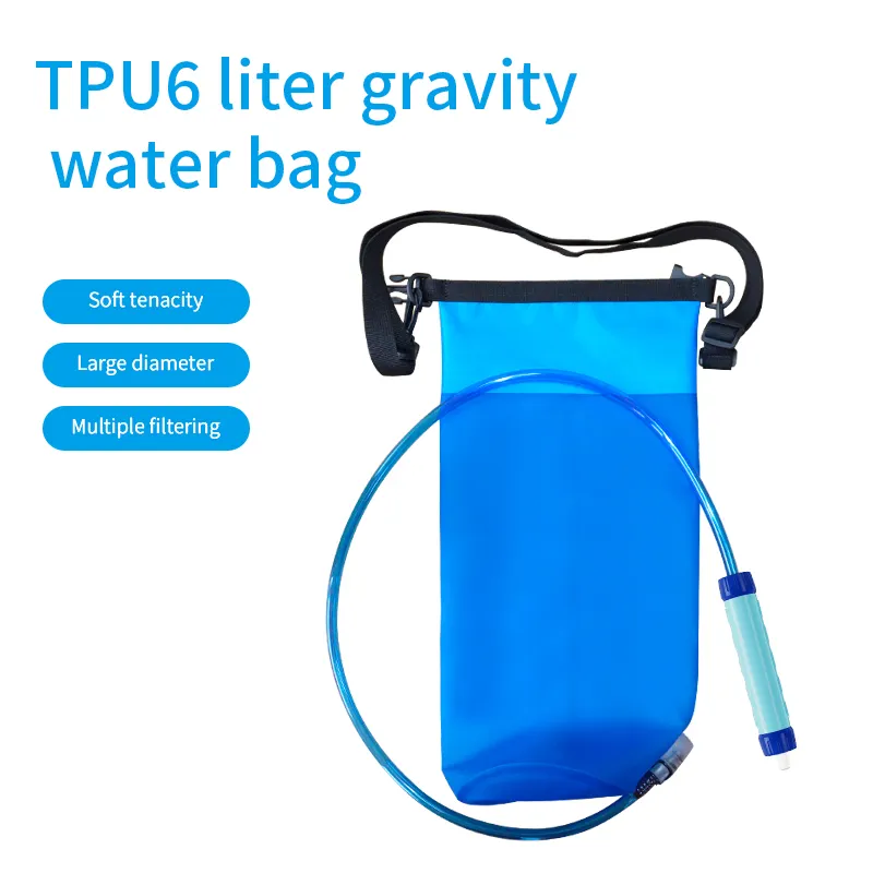 Filterwell 6L TPU Large Capacity Hydration Bladder Outdoor Portable Gravity Water Filter Purifier Filter Water Bag Camping