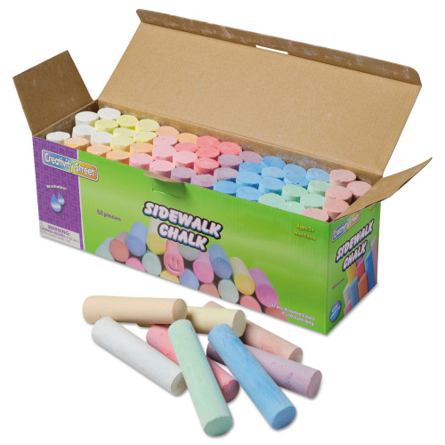 Creativity Street Sidewalk Chalk， 4 x 1 Dia. Jumbo Stick， 12 Assorted Colors， 52/Set (1752)