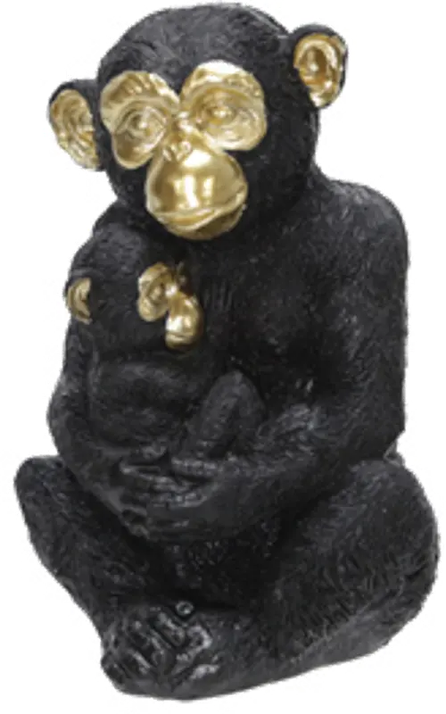 9 Inch Black Polyresin Monkey Figurine Sculpture