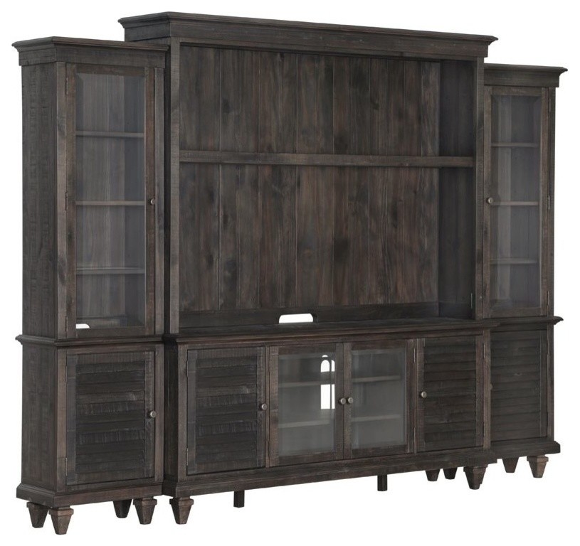 Magnussen Calistoga Rustic Weathered Charcoal Entertainment Wall   Traditional   Entertainment Centers And Tv Stands   by Homesquare  Houzz