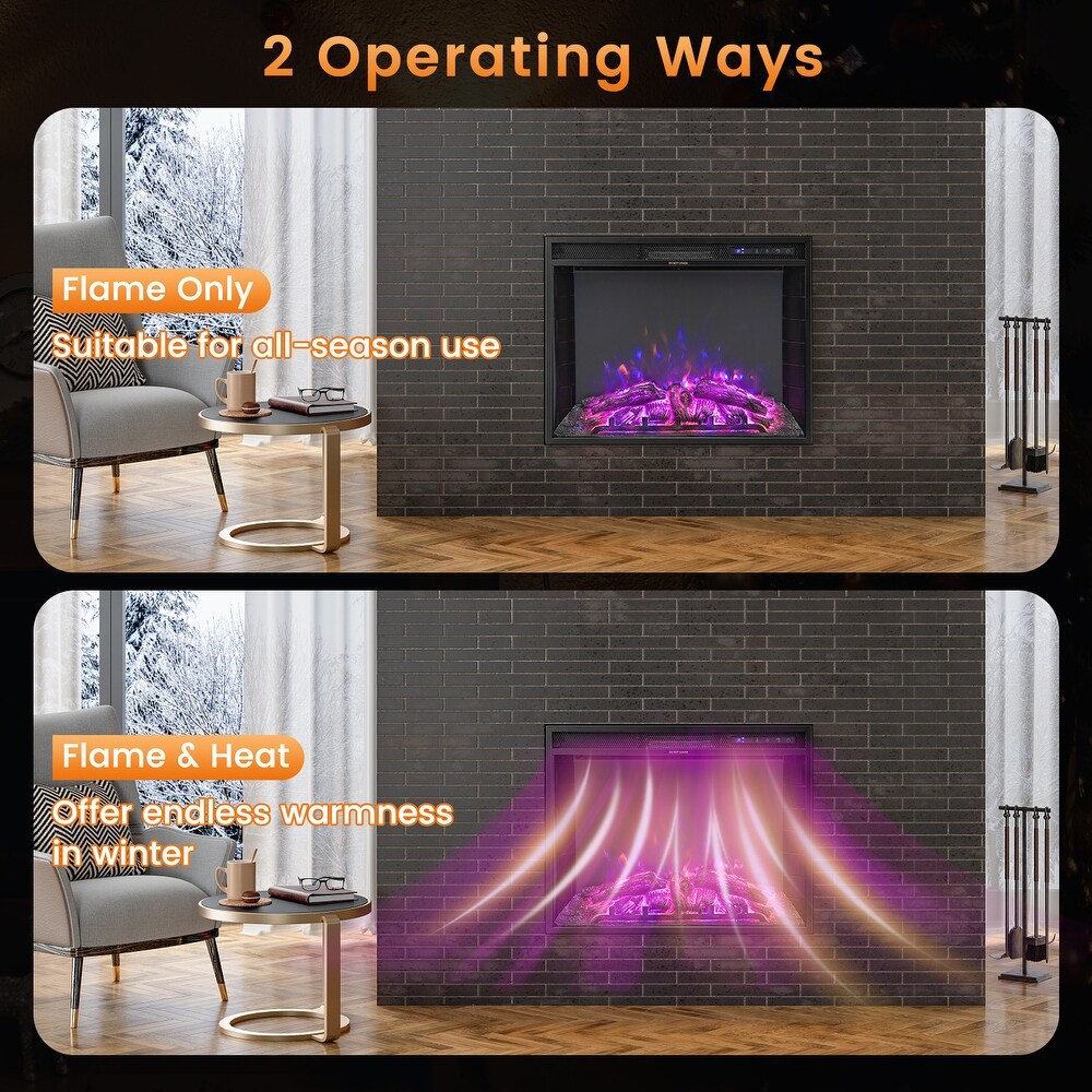 26 Inch Recessed Electric Fireplace with Adjustable Flame Brightness   26.77\