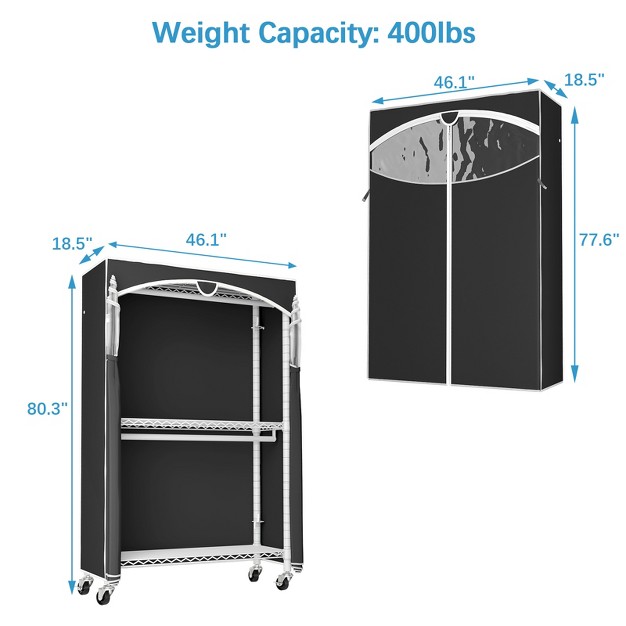 Vipek V12c Heavy Duty Rolling Garment Rack With Cover Clothing Rack White Rack With Clear Window Cover