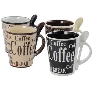 Mr. Coffee Dolce Cafe 10 oz. Assorted Designs Ceramic Cup and Spoon Set (8-Piece) 985118091M