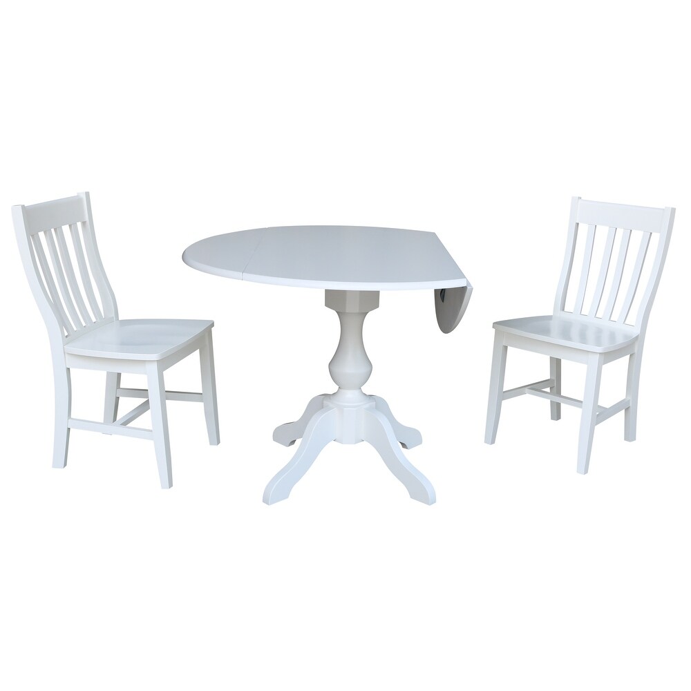 42 In Round Pedestal Drop Leaf Table with 2 Chairs