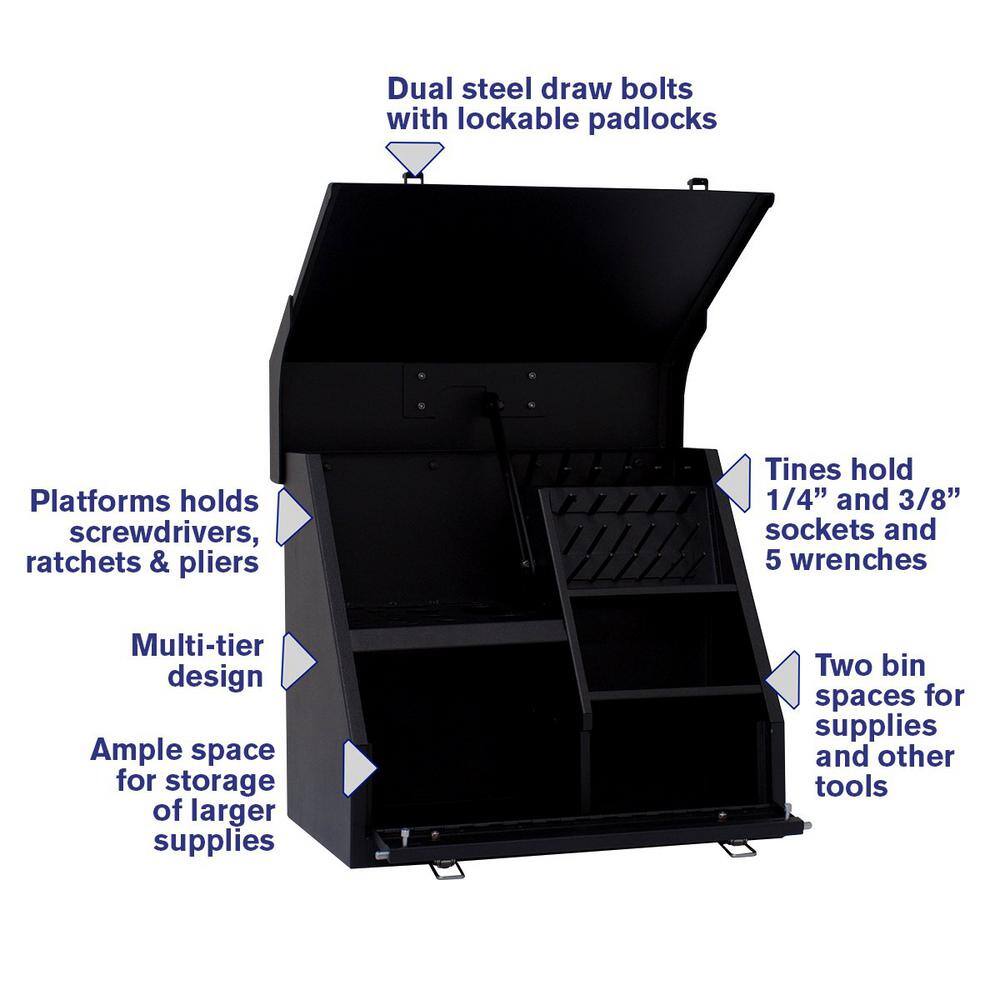 Montezuma 15 in. W x 11 in. D Portable Handheld Steel Shop Triangle Tool Box for Sockets Wrenches and Screwdrivers SB150B