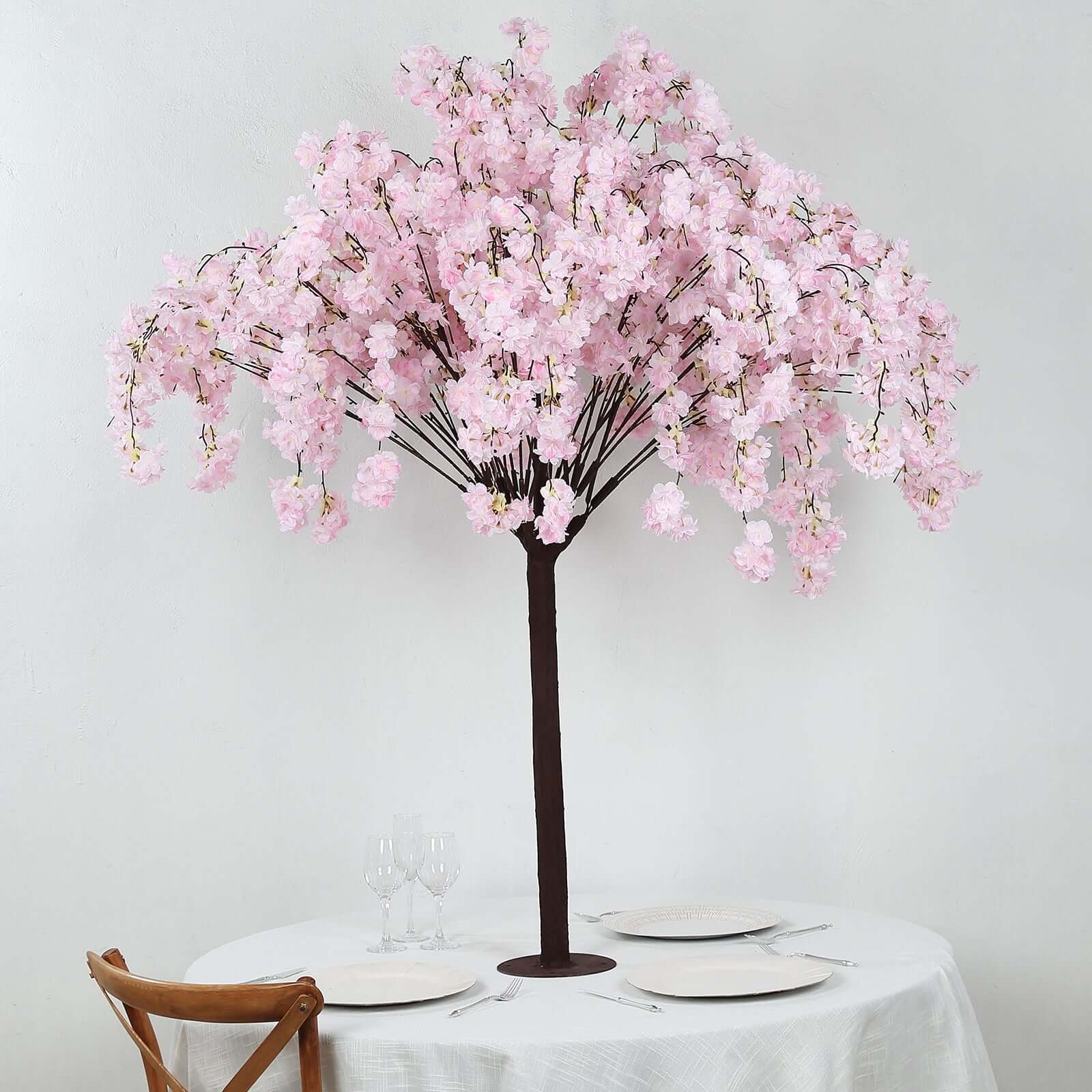 Blush Artificial Cherry Blossom Tree With Detachable Metal Base, Silk Sakura Flowers Wishing Tree Wedding Decor - 5ft