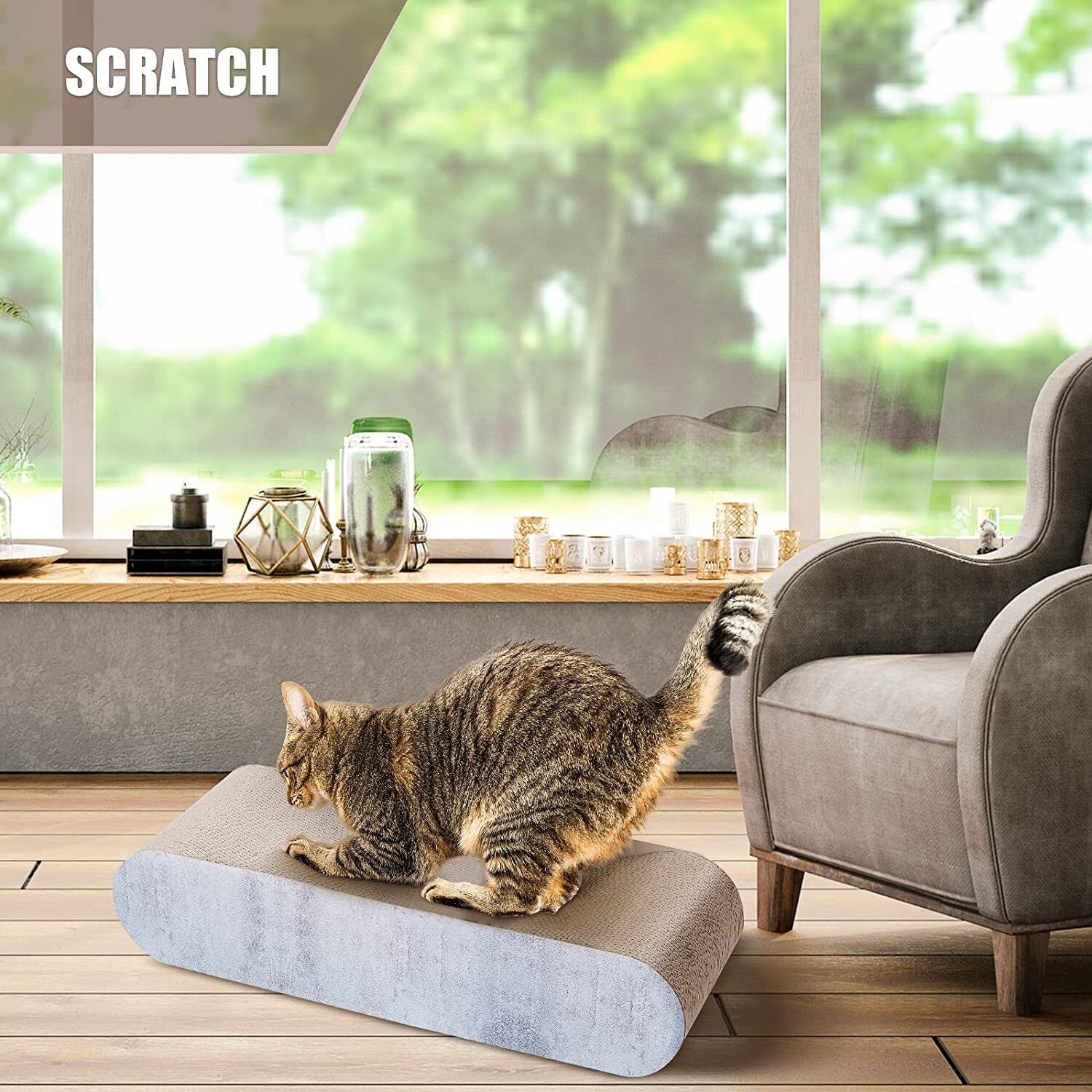 Fluffydream Cat Scratcher Scratching Post Cardboard Pet Relaxing Lounge Bed