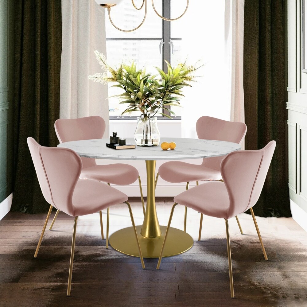 5 Piece Dining Set with Velvet Chair and Dining Table