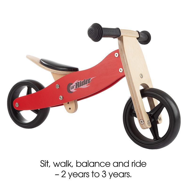 Lil' Rider 2-in-1 Wood Balance Bike and Push Tricycle