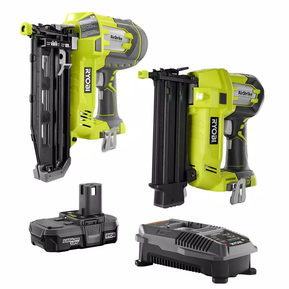 RYOBI 18-Volt ONE+ Lithium-Ion Cordless AirStrike 18-Gauge Brad Nailer and 16-Gauge Straight Nailer 2-Tool Combo Kit and#8211; XDC Depot