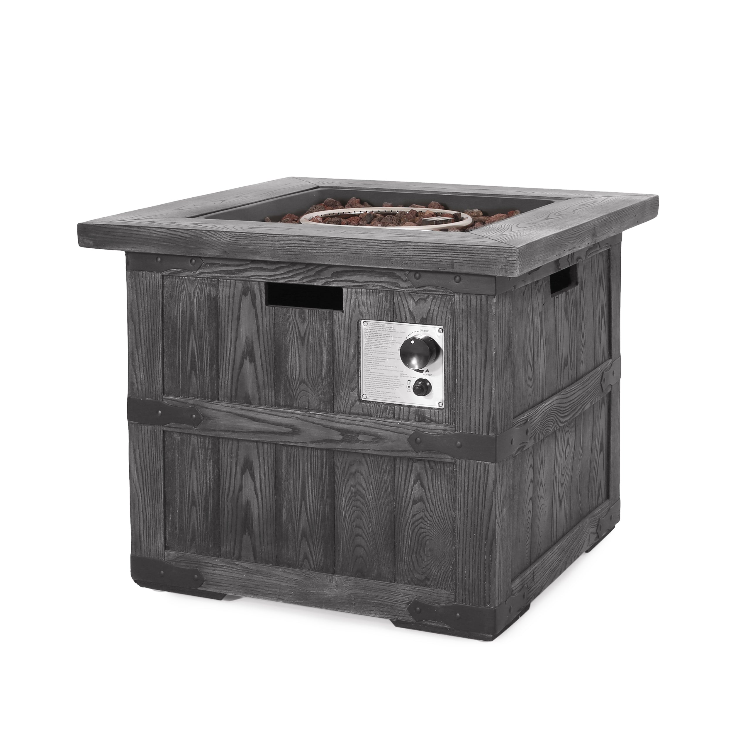 Steinaker Outdoor 40,000 BTU Lightweight Concrete Square Fire Pit