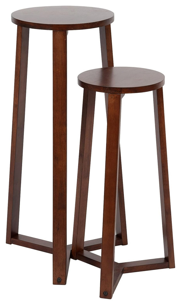 Set of 2 Modern Nesting End Table  Three Legged Base  ampRound Top  Walnut Brown   Transitional   Coffee Table Sets   by Decor Love  Houzz