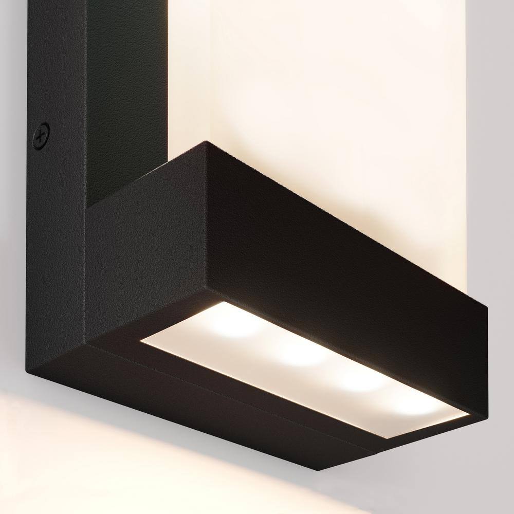 Artika Glacier Black Modern Large Integrated LED Outdoor Hardwired Garage and Porch Light Lantern Sconce 17OUT-GL-PMB