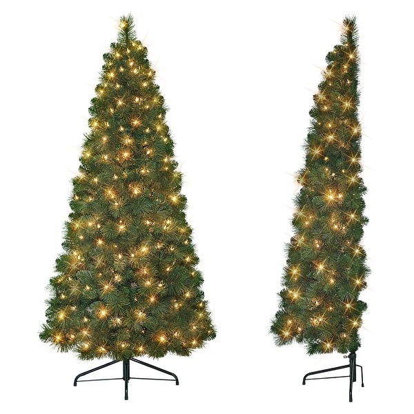 Puleo International 6.5 ft. Prelit Wall Half Tree