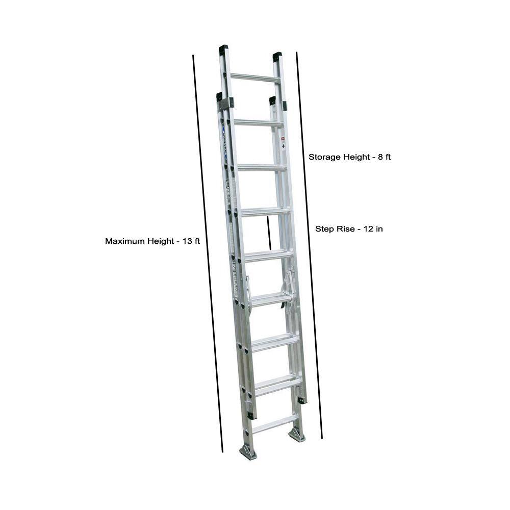 Werner 16 ft. Aluminum D-Rung Extension Ladder with 300 lbs. Load Capacity Type IA Duty Rating D1516-2