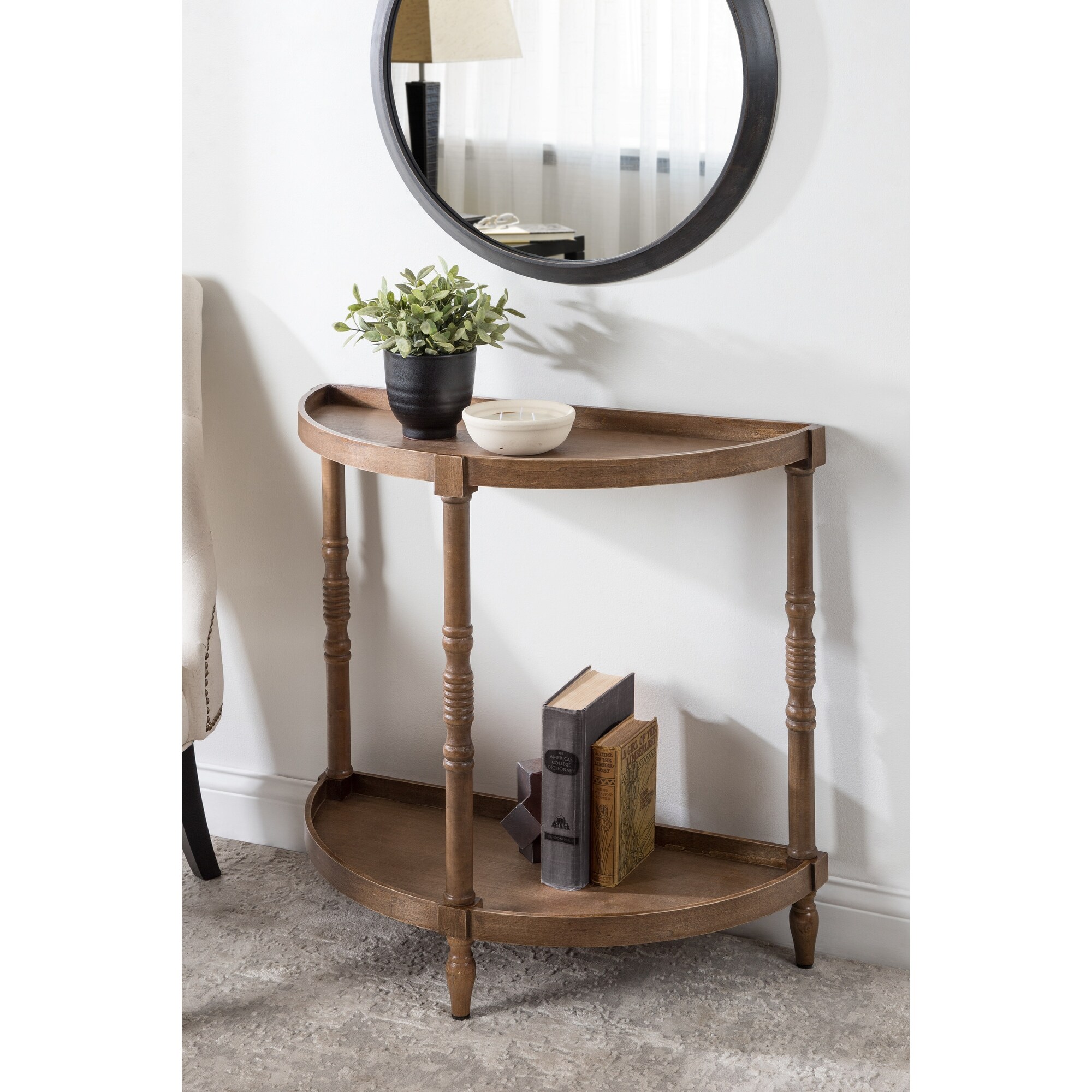 Kate and Laurel Bellport Wood Console Table with Shelf