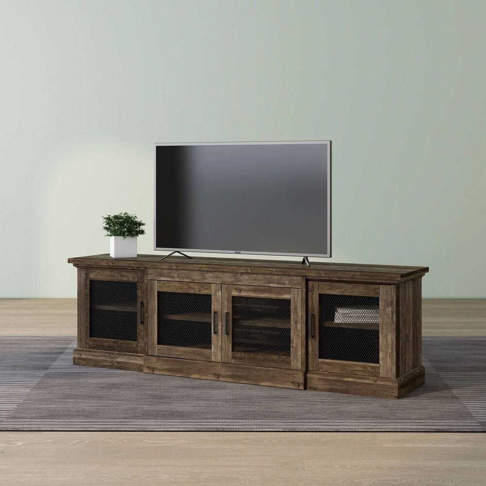 DH BASIC Rustic Reclaimed Oak 69 inch Wide 6 Shelf TV Stand by Denhour