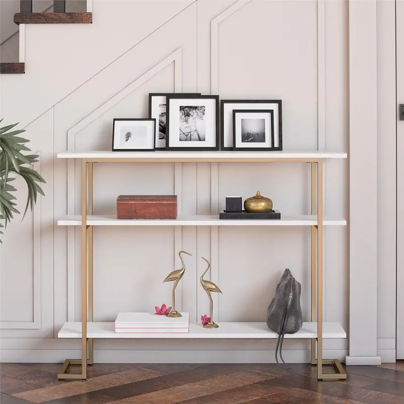 Serenity White and Gold Sofa Table