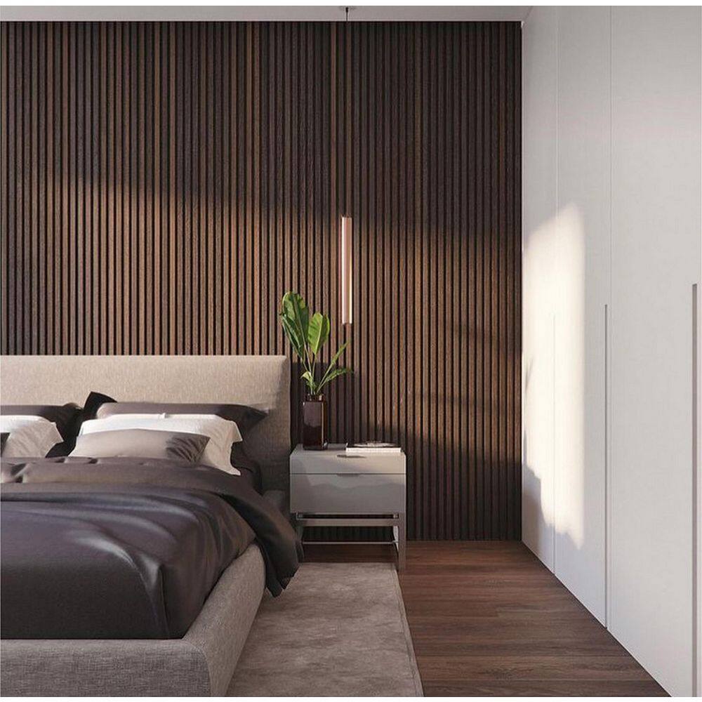 Ejoy 106 in. x 6 in x 0.5 in. Solid Wood Wall 7 Grid Cladding Siding Board in Oak Brown Color (Set of 4-Piece) CladdingPanel_WC7G_011