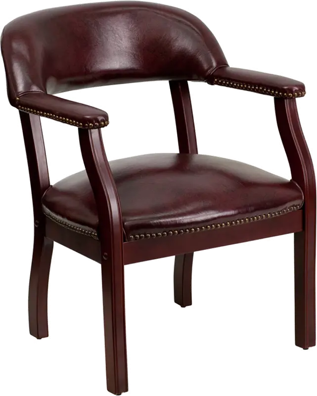 Sophisticated Burgundy Vinyl Accent Chair