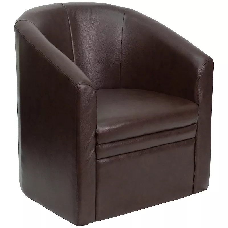 Emma and Oliver Leather Barrel-Shaped Guest Chair