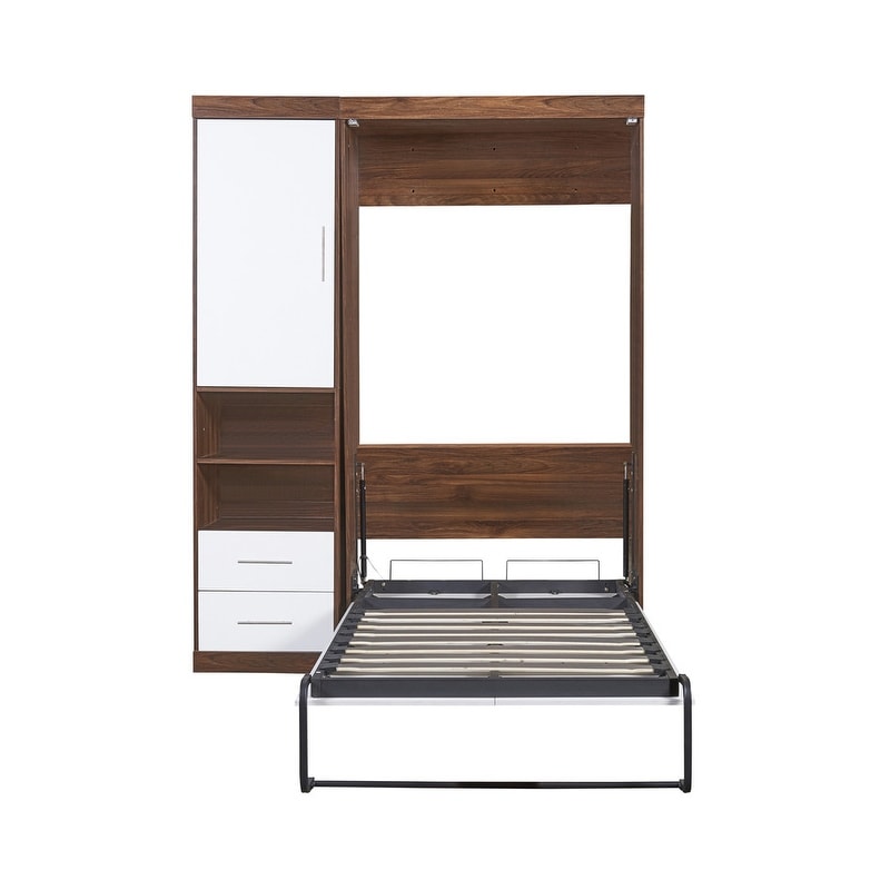 Murphy Bed Wall Bed with 2 Drawers and 2 Storage Units Multifunctional Storage Wall Bed