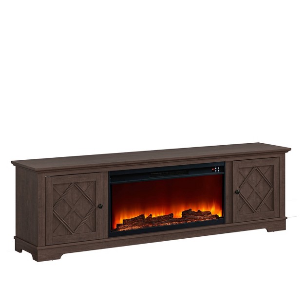 Farmhouse Tv Stand For Tvs Up To 80 quot With Electric Fireplace Brown Festivo