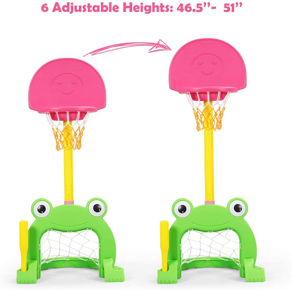 Costzon Kids Basketball Hoop Set, Kids 3-in-1 Sports Set for Basketball (Cute Frog)