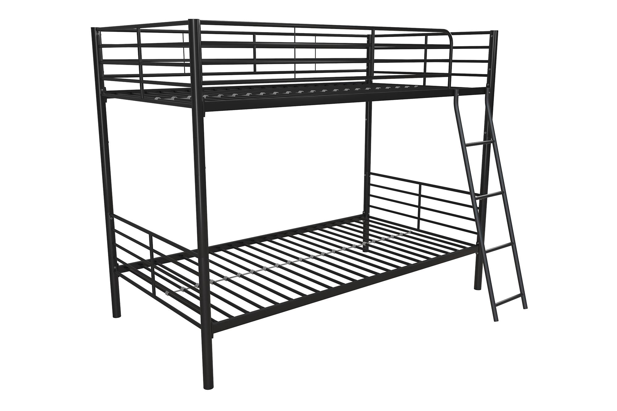 Mainstays Convertible Twin over Twin Metal Bunk Bed, Black