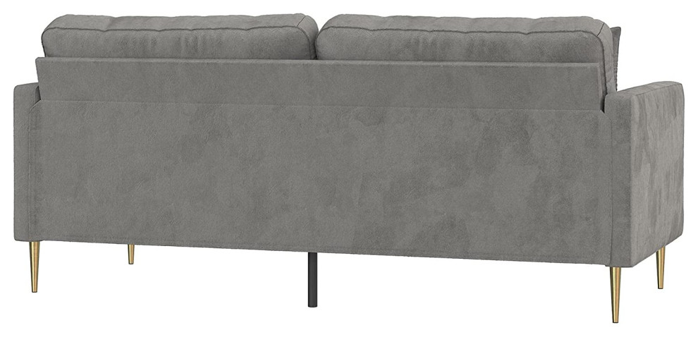 Contemporary Sofa  Gold Metal Legs  ampGray Velvet Upholstered Seat With Pillows   Transitional   Sectional Sofas   by Decorn  Houzz