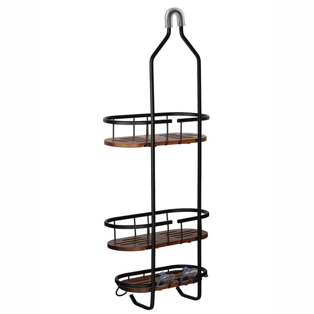 Utopia Alley Tia Rustproof Over the Shower Caddy 3 Teak Shelves SHC16