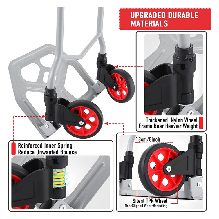 Gina 265 Ib. Capacity Aluminum Portable Foldable Hand Truck Dolly