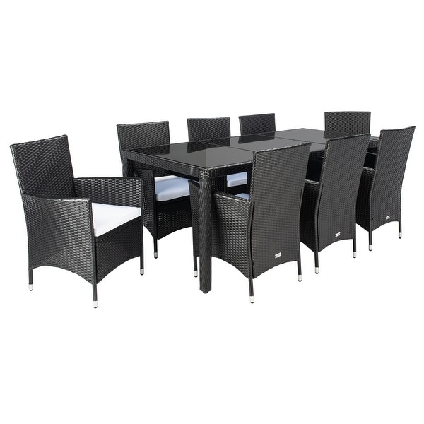 SAFAVIEH Outdoor Hailee 9Piece Wicker Dining Set