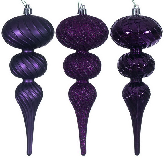 Vickerman 8 Blue Swirl Finial Orn 6/Asst