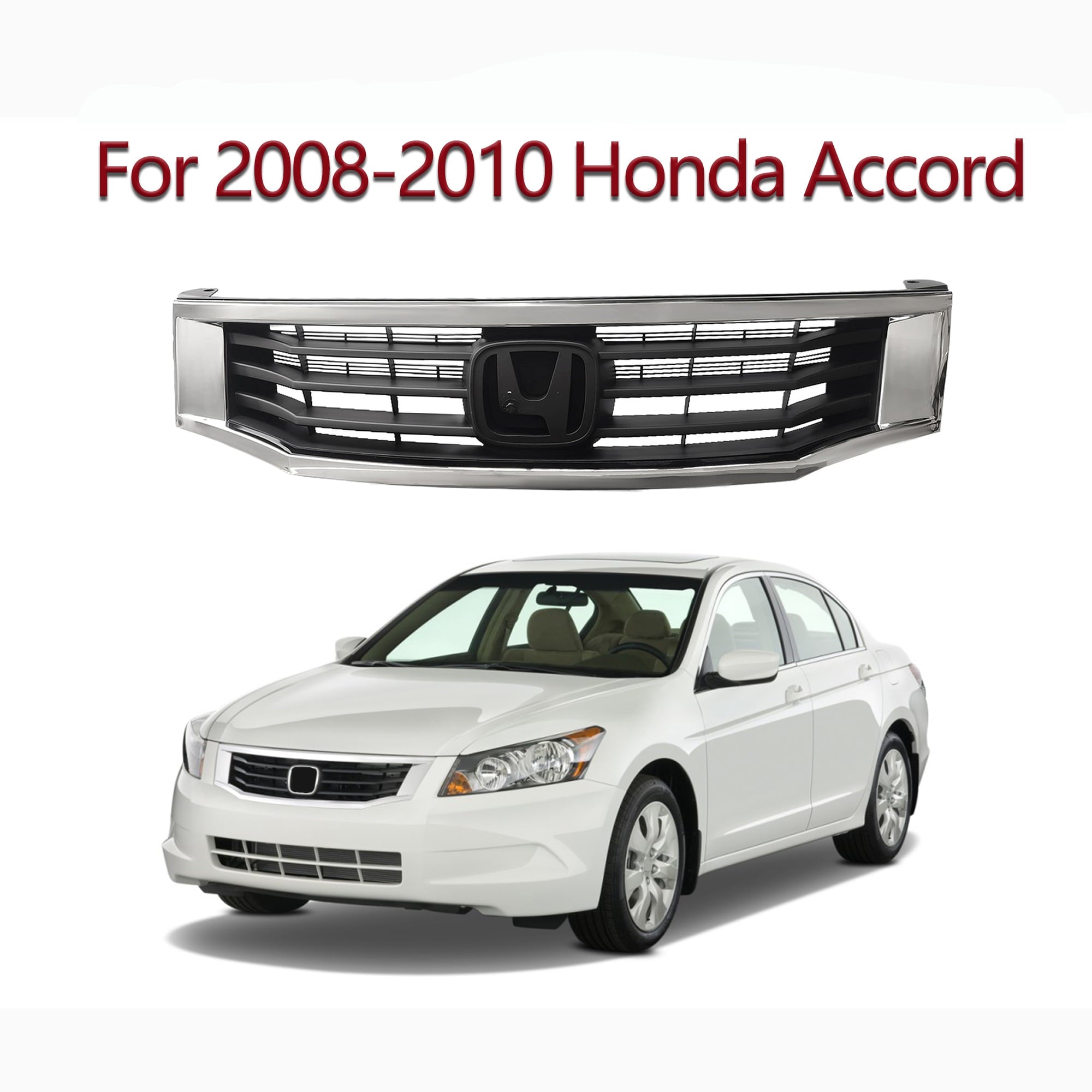 Front Bumper Grille Chrome Mesh Grill Compatible With 2008 2009 2010 Honda Accord