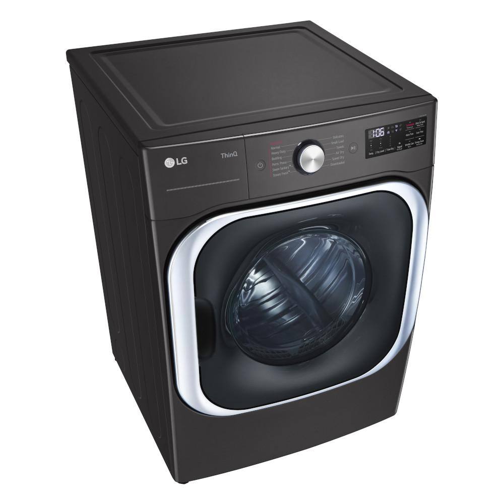 LG 9 cu. ft. Large Capacity Vented Smart Stackable Electric Dryer with Sensor Dry TurboSteam Extra Cycles in Black Steel DLEX8900B