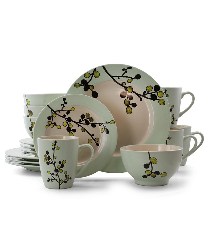 Elama Retro Bloom 16 Piece Luxurious Stoneware Dinnerware Set