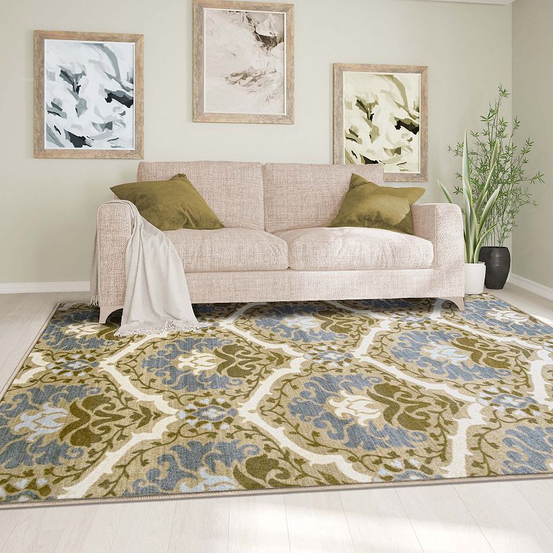 SUPERIOR Chloe Non-Slip Floral Damask Indoor Area Rug