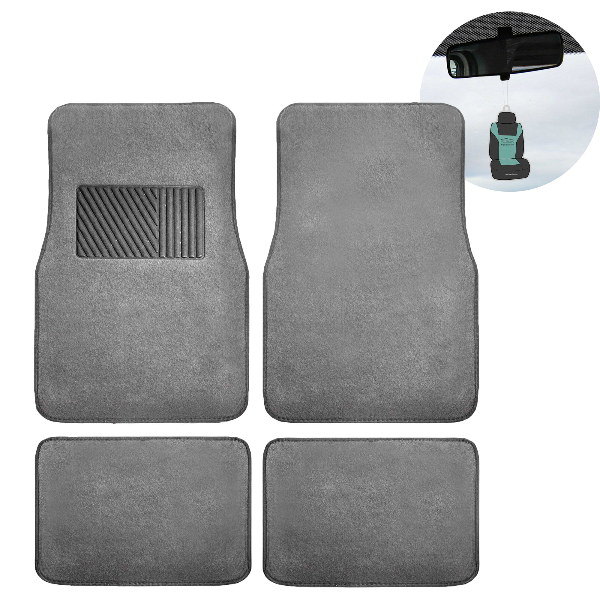 FH Group Non-Slip 4-Piece Carpet Gray Car Floor Mats Universal Fit with Air Freshener