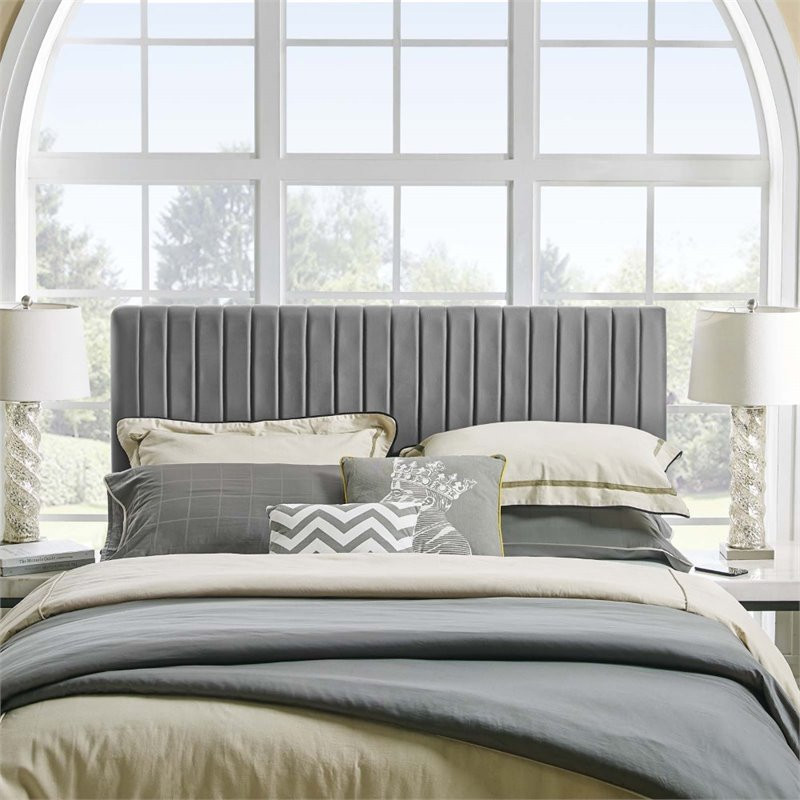 Modway Keira Velvet King California King Headboard in Gray   Transitional   Headboards   by ShopFreely  Houzz