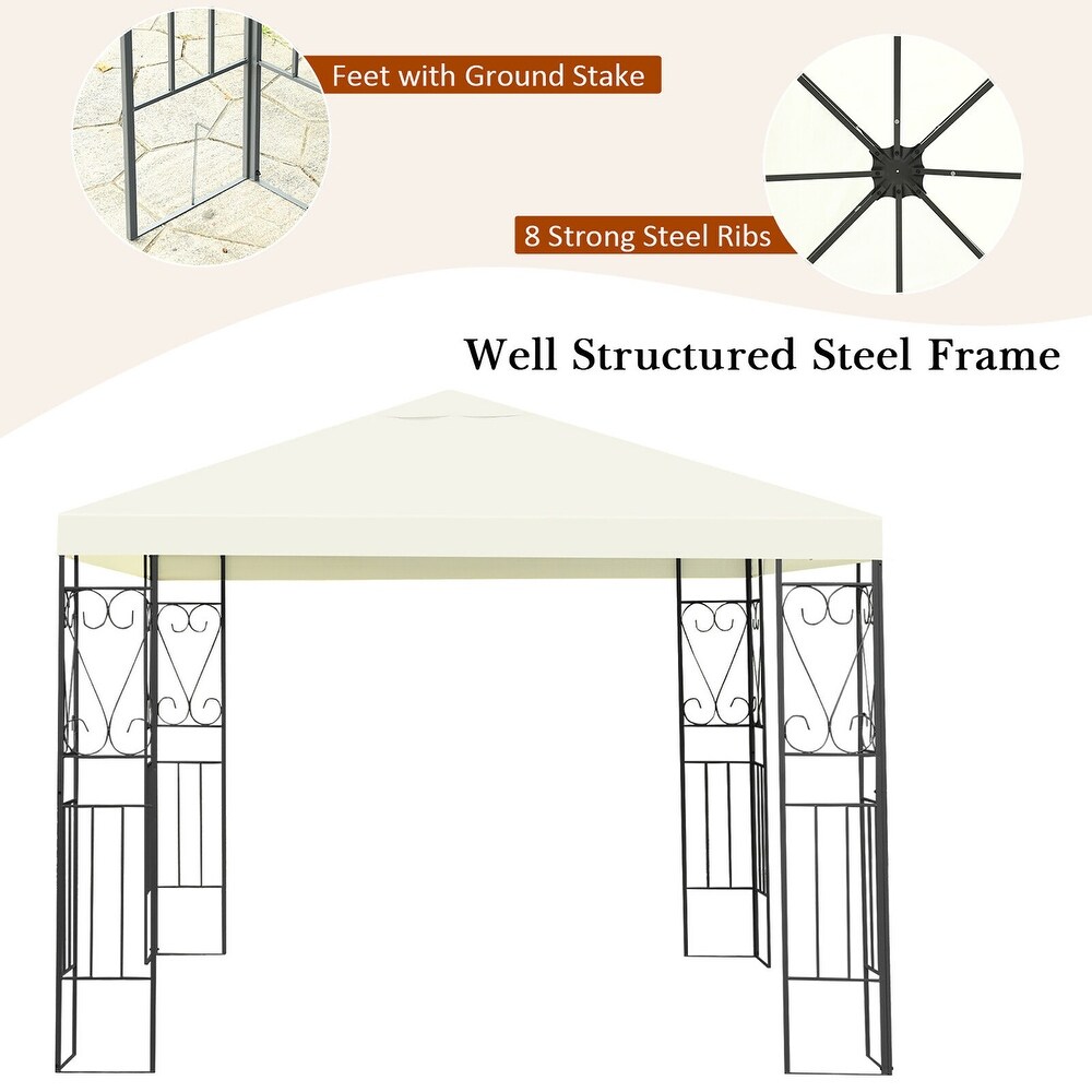 Costway 10'x10' Patio Gazebo Canopy Tent Steel Frame Shelter Patio