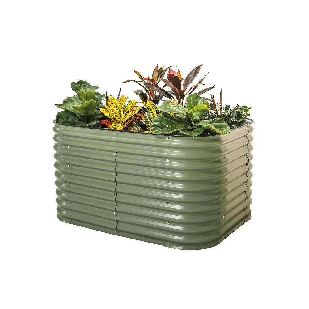 vego garden 32 in. Extra-Tall 6-In-1 Modular Olive Green Metal Raised Garden Bed Kit VB6N132G