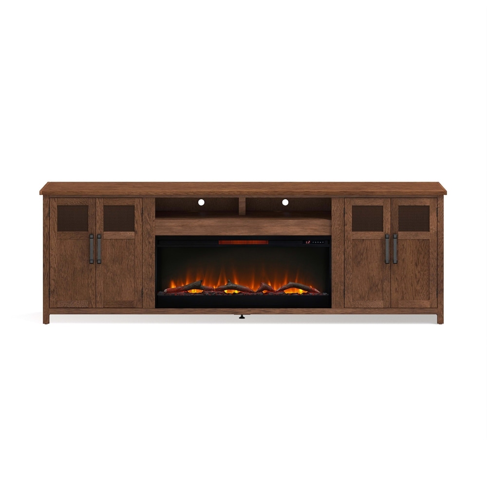 Bridgevine Home 97 in. No Assembly Required Solid Wood TV Stand hold TVs up to 100 in   95 Inch